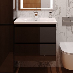Style Line Мебель для ванной Даймонд 70 Люкс черная, PLUS подвесная – фотография-5